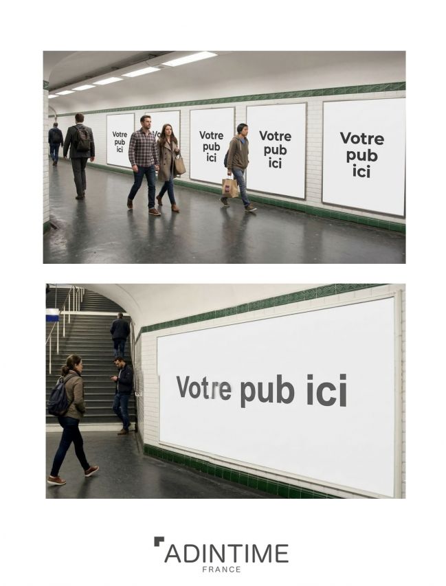 Advertising in Paris metro corridors